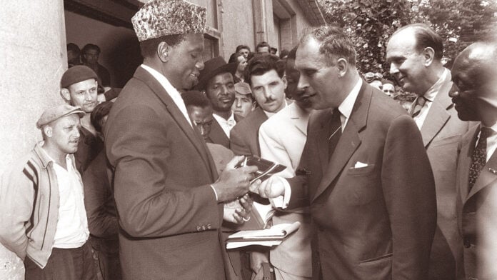 Modibo Keïta le 20 juin 1961, à Maribor, lors d'une visite officielle en Yougoslavie