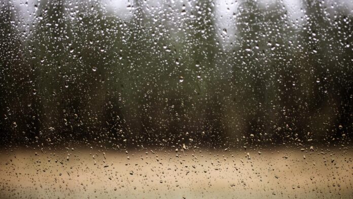 Gouttes de pluie sur une vitre