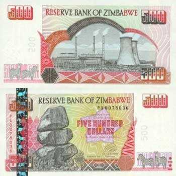 Le billet de 500 dollars zimbabwéens Le billet de 500 dollars zimbabwéens