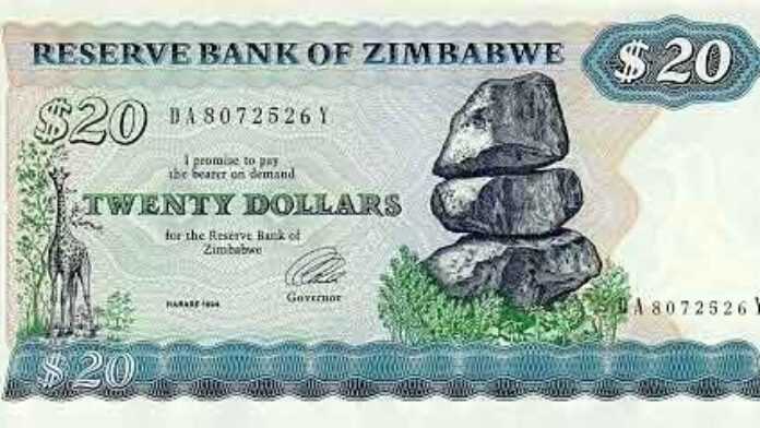 20 dollars zimbabwéens