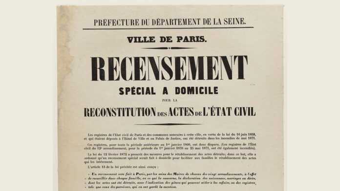 Affiche pour le recensement (1872)