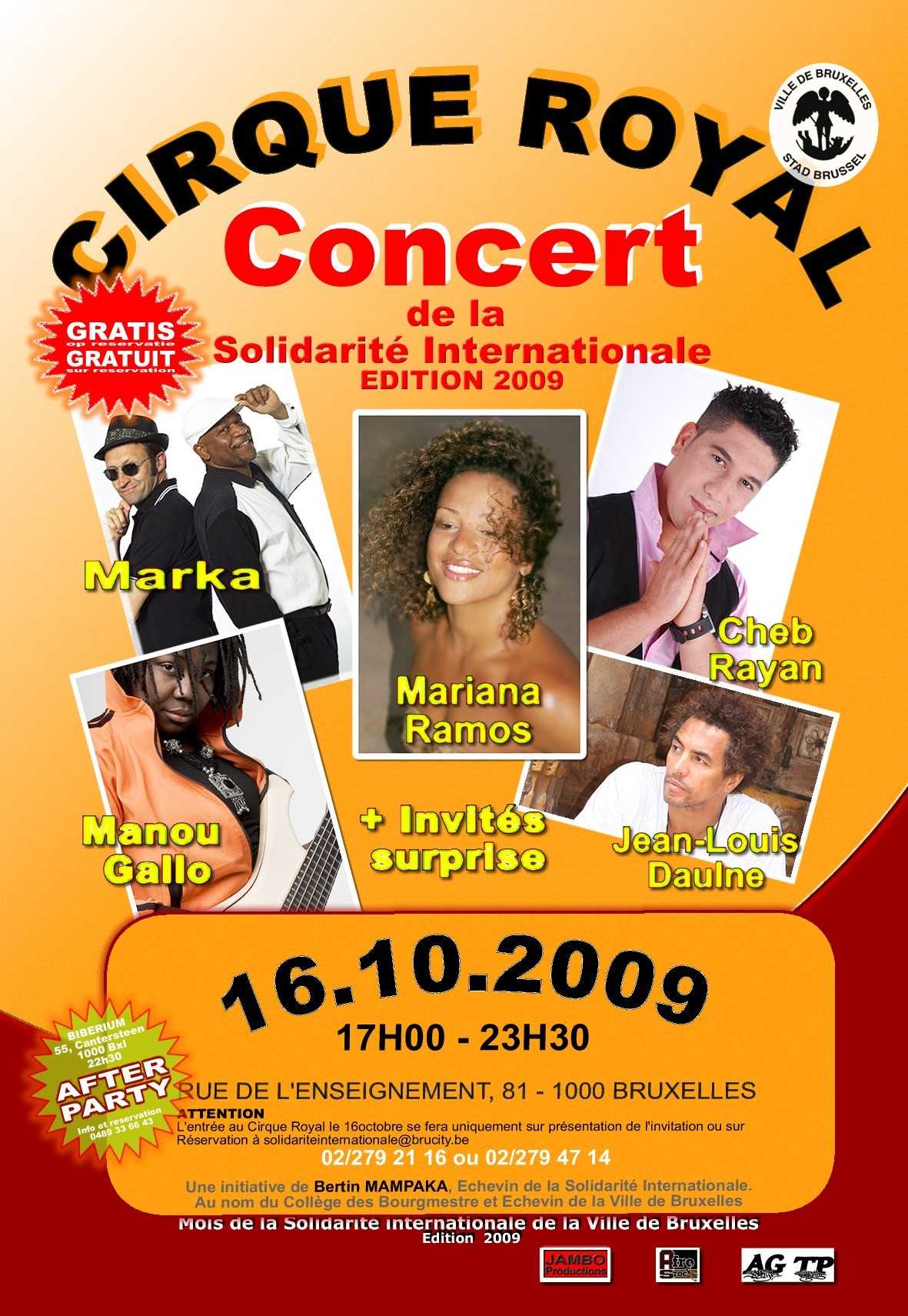 Concert gratuit au Cirque Royal à Bruxelles le 16/10