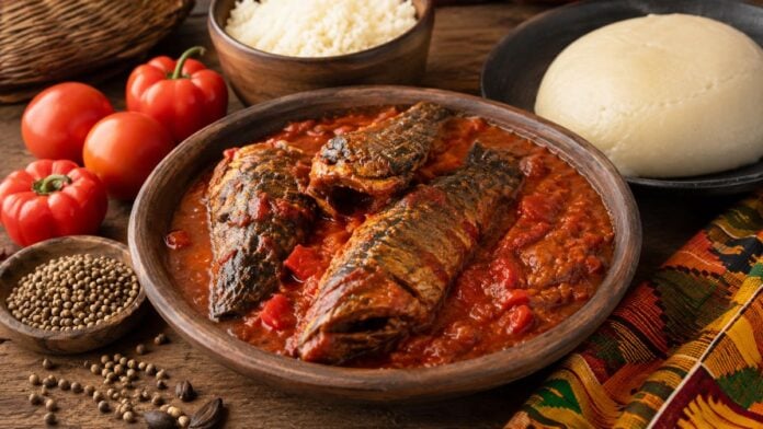 Sauce akpi au brochet fumé