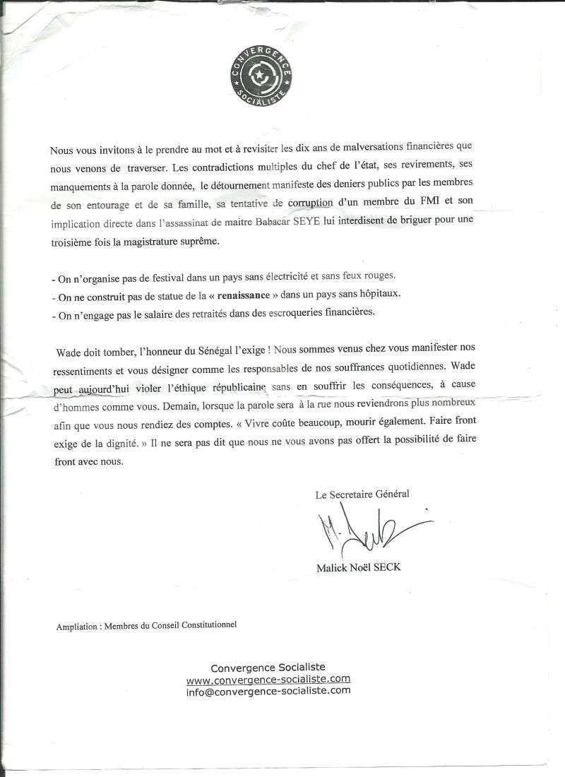 Le courrier de Convergence Socialiste Le courrier de Convergence Socialiste