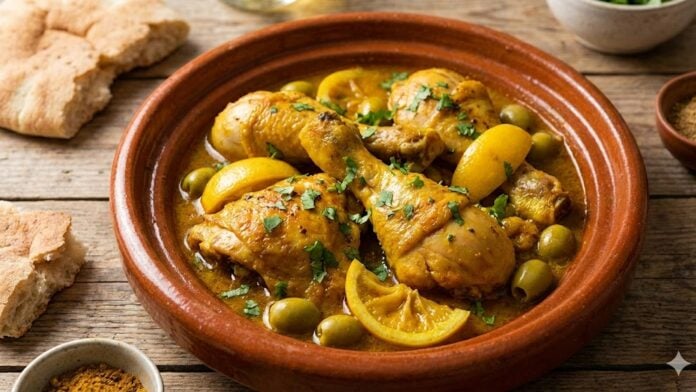 Illustration fricassée de poulet à la marocaine Fricassée de poulet à la marocaine