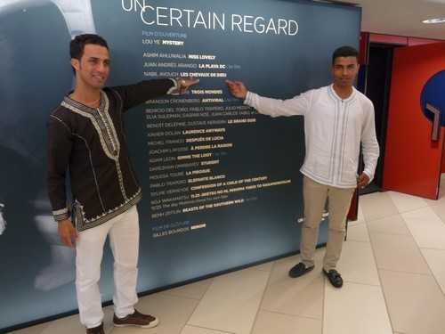 Abdelhakim (Yachine) et d'Abdelilah Rachid (Hamid), après la projection du film à Cannes le 19 mai 2012