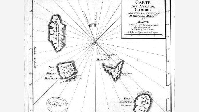 Carte des Comores de 1747 par Jacques-Nicolas Bellin