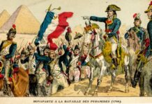 1798_Napoléon_Bonaparte_à_la_bataille_des_Pyramides en Egypte