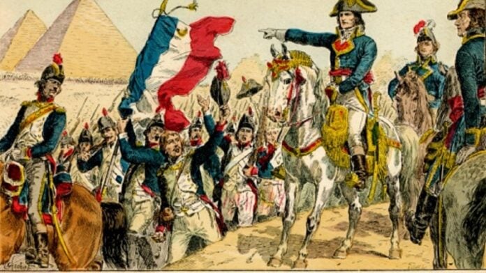 1798_Napoléon_Bonaparte_à_la_bataille_des_Pyramides en Egypte