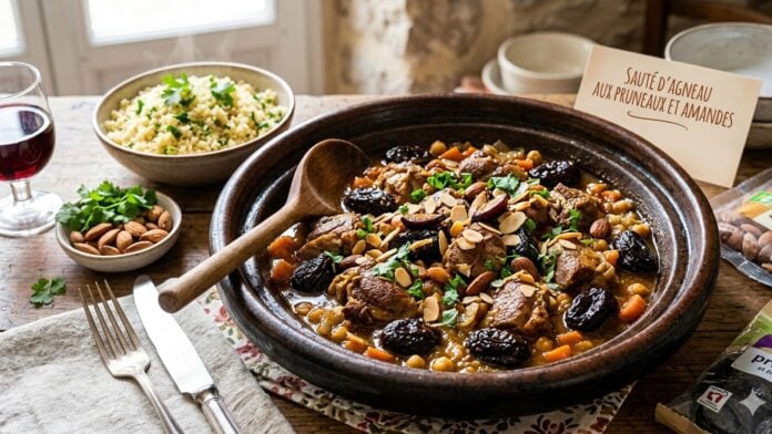 Sauté d'agneau aux pruneaux et amandes
