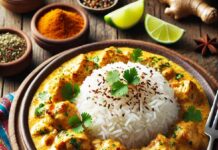 Riz au poulet et crème de noix de coco Poulet coco de Madagascar