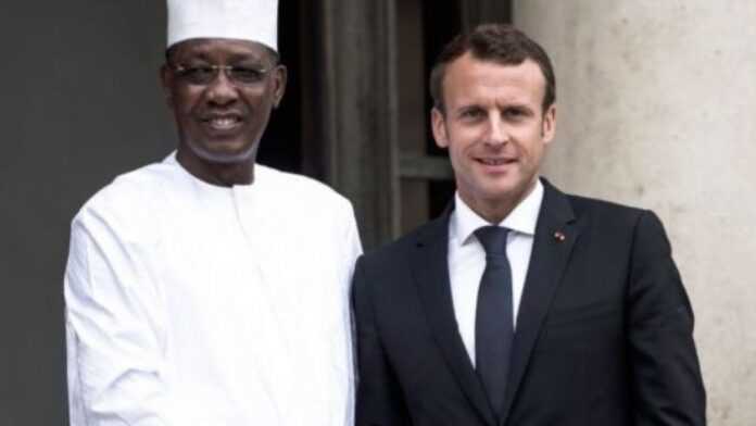 Le Président tchadien, Idriss Déby et son homologue français, Emmanuel macron