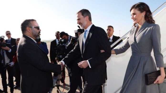 Mohammed VI, Felipe VI et Dona Letizia, à l'aéroport de Rabat