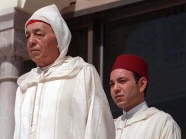 L'ancien roi du Maroc, Hassan II et son fils, actuel souverain, Mohammed VI