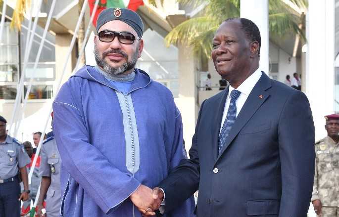 King of Morocco, Mohammed VI and President of Côte d'Ivoire, Alsen Autara
