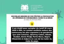 Benin : trois nouveaux cas de Covid-19 détectés, le gouvernement isole certaines communes Benin : trois nouveaux cas de Covid-19 détectés, le gouvernement isole certaines communes