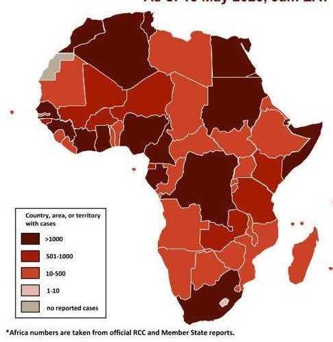 Covid-19 en Afrique le 15 mai : plus de 75000 cas, 2559 décès et 27227 guérisons