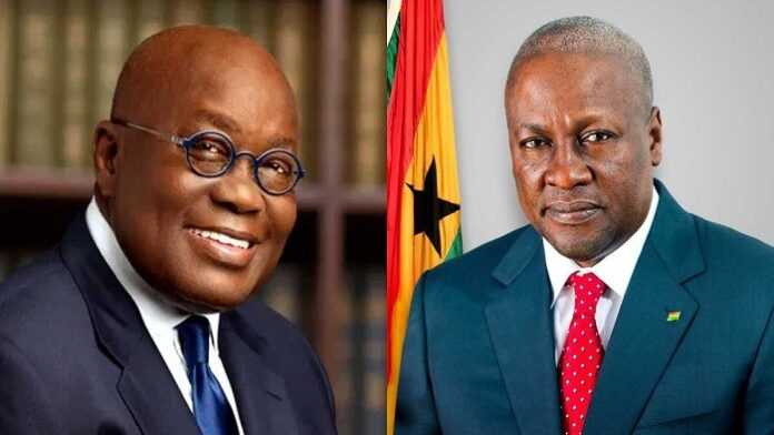 Nana Akufo-Addo (gauche) et John Mahama (droite)