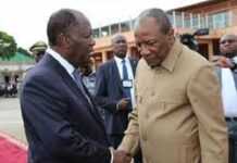 Alpha Condé (droite) et Alassane Ouattara