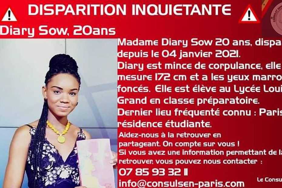 Avis de recherche pour retrouver Diary Sow