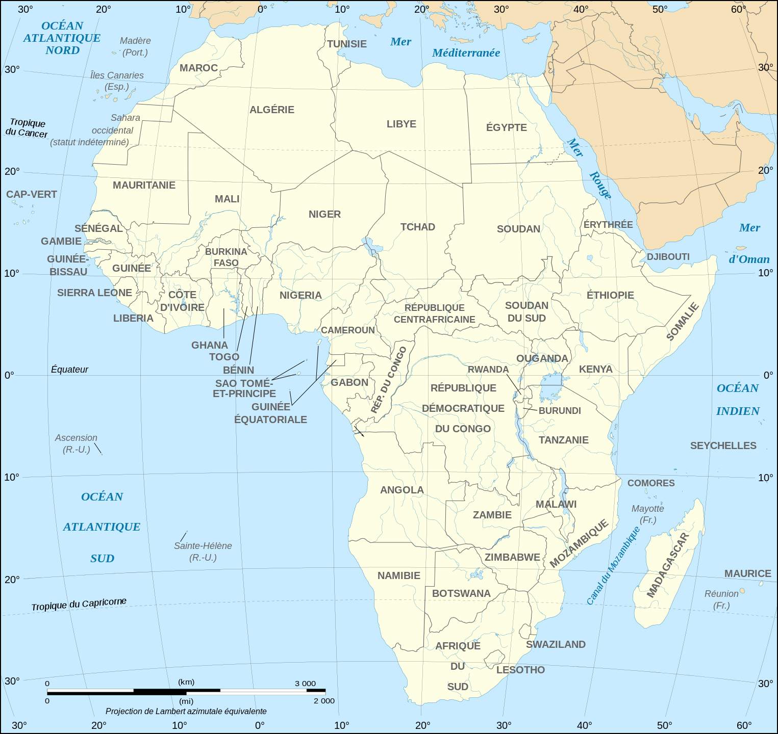 Carte d'Afrique - Carte du continent africain