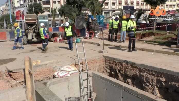 Chantiers du tramway à Casablanca