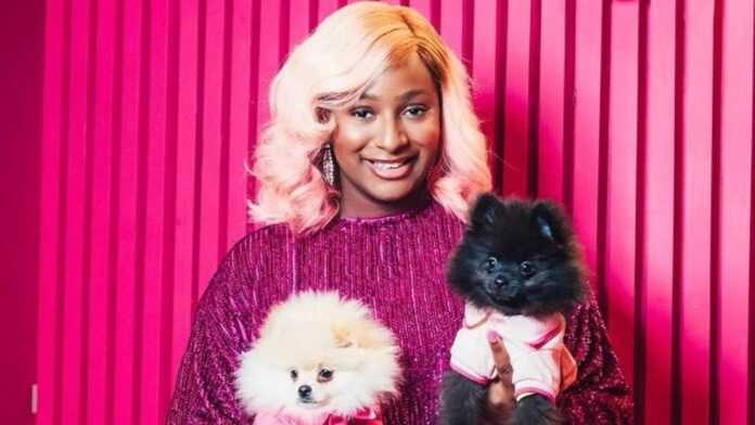 DJ Cuppy avec ses chiots