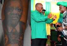Harmonize se fait tatouer un portrait de Magufuli sur sa jambe John Magufuli et Harmonize
