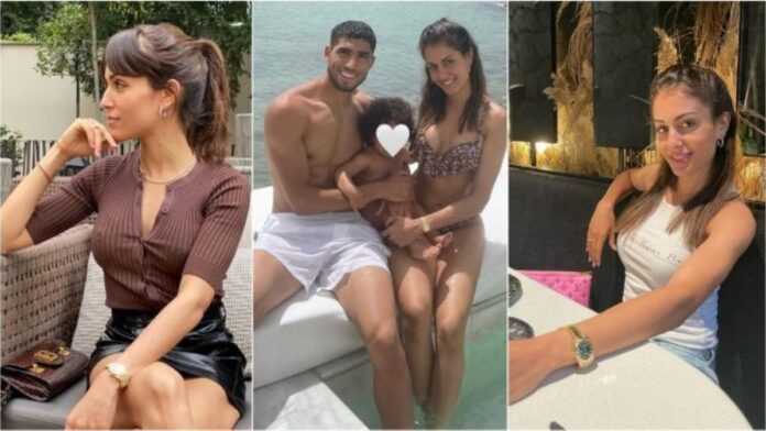 Achraf Hakimi Hiba Abouk et leur enfant