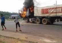 Camion de Dangote incendié