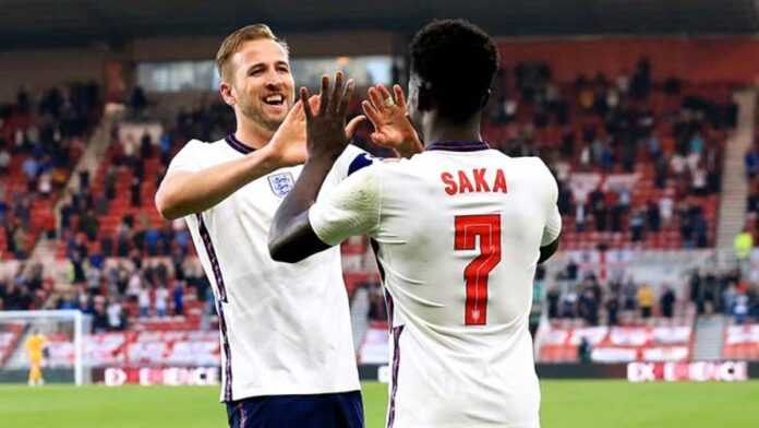 Kane et Saka (Angleterre vs Danemark)