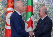 Le Président tunisien, Kaïs Saïed, et son homologue algérien, Abdelmadjid Tebboune