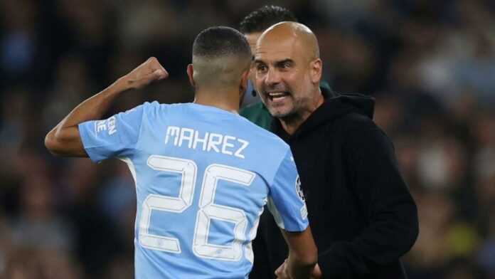 Riyad Mahrez et Pep Guardiola