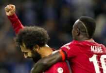 Angleterre : Sadio Mané bientôt centenaire, Salah proche de doubler Drogba Mohamed Salah et Sadio Mané (04 oct 21)
