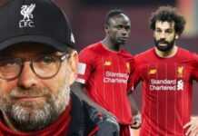 Jürgen Klopp, Sadio Mané et Mohamed Salah
