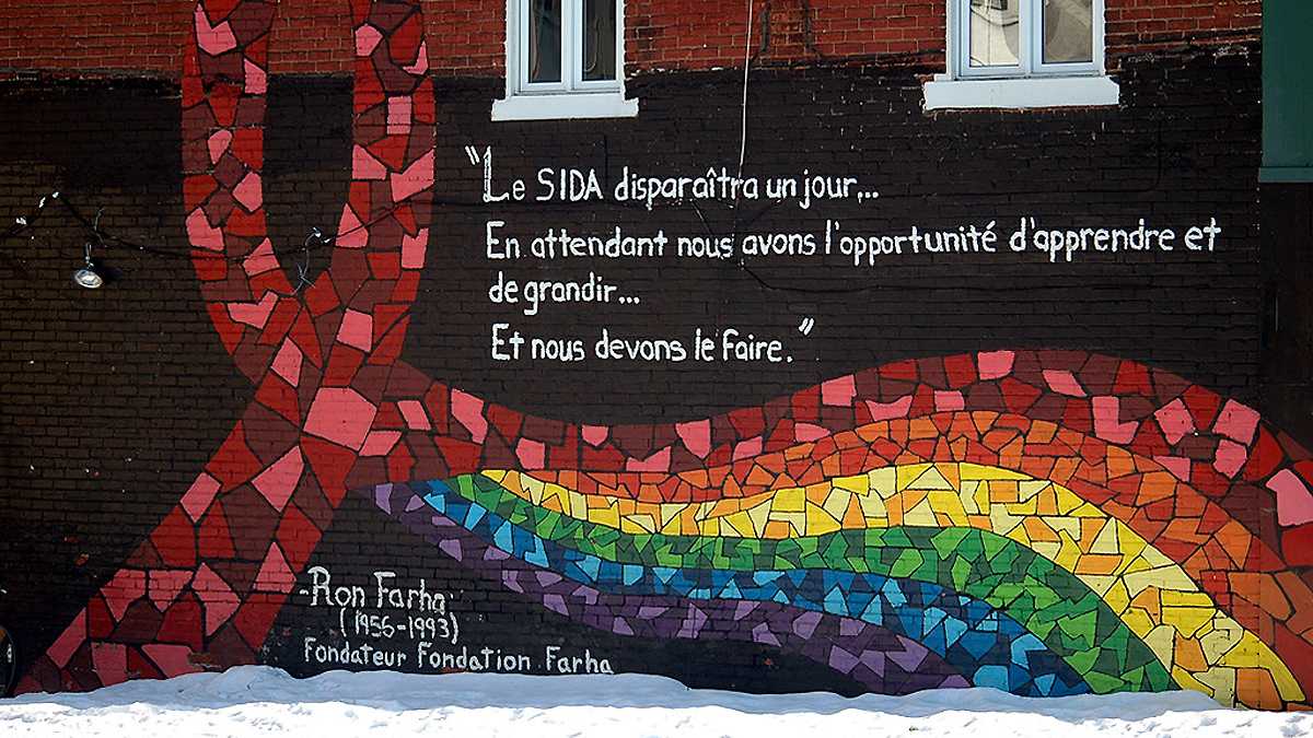 Une fresque consacrée au Sida sur un mur