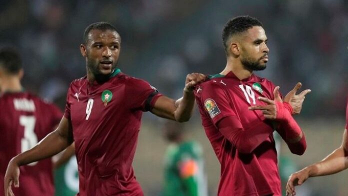 Les joueurs marocains Ayoub El Kaabi et Youssef En-Nesyri