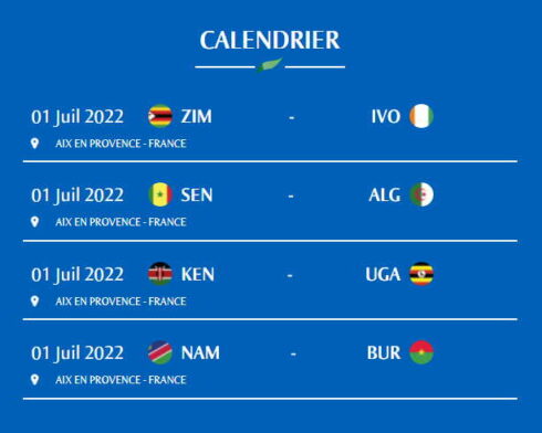 Calendrier Rugby africa Cup 2022