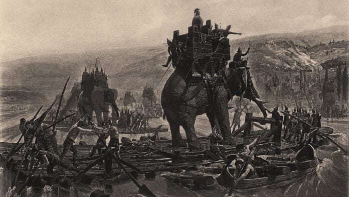 Henri Motte - Hannibal Barca traversant le Rhone