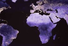 Afrique vue de l'Espace la nuit
