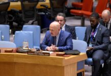 Le procureur de la CPI, Karim AA Khan KC, informe le Conseil de sécurité de l'ONU à New York sur la situation au Darfour, au Soudan, le 27 janvier 2025 Photo ONU Loey Felipe