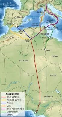 Tracé du Gazoduc transaharien