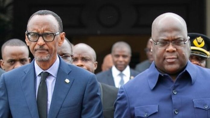 Les présidents rwandais et congolais Paul Kagamé et Félix Tshisekedi Les présidents rwandais et congolais Paul Kagamé et Félix Tshisekedi