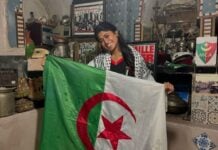 L'eurodéputée d'origine palestinienne Rima Hassan et le drapeau de l'Algérie