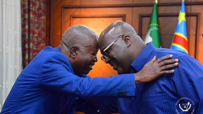 Félix Tshisekedi et Adolphe Muzito à la Cité de l'Union africaine, ce 2 juillet 2025