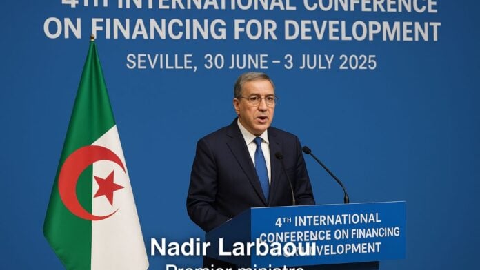 Illustration Nadir Larbaoui a la Conférence de Séville pour le Développement