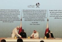 Signature, ce 19 juillet 2025 d'une déclaration de principes entre la RDC et l'AFC_M23 à Doha