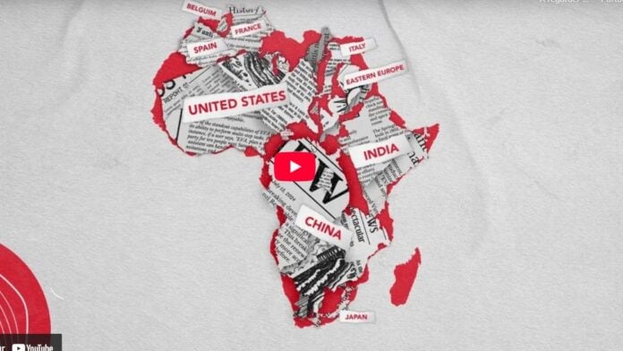 Carte d'Afrique avec la Chine, l'inde, l'Amérique et l'Europe