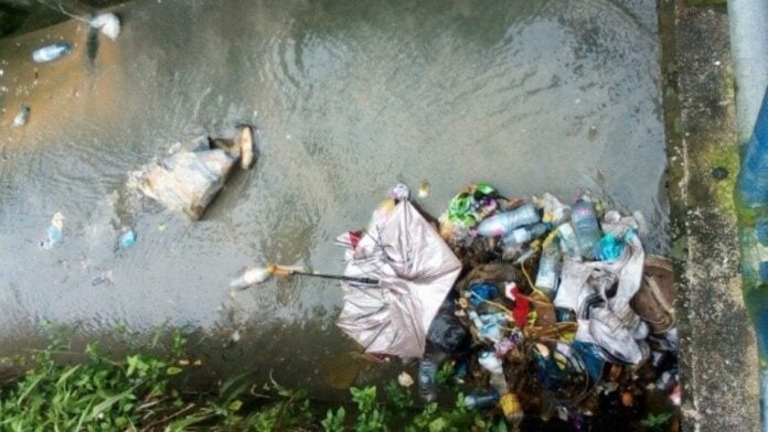 Des ordures dans un drain