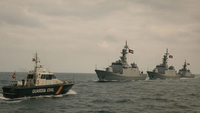 Illustration arraisonnement de navires par la Guardia Civil Illustration arraisonnement de navires par la Guardia Civil